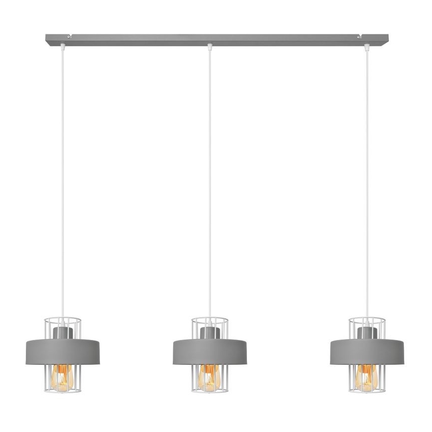 Lustra ar auklu VOLTA 3xE27/15W/230V pelēka