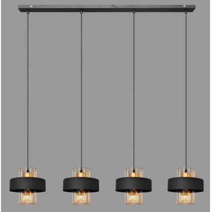 Lustra ar auklu VOLTA 4xE27/15W/230V melna/zeltaina
