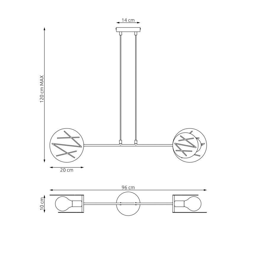 Lustra ar auklu XOTIC 2xE27/15W/230V melna