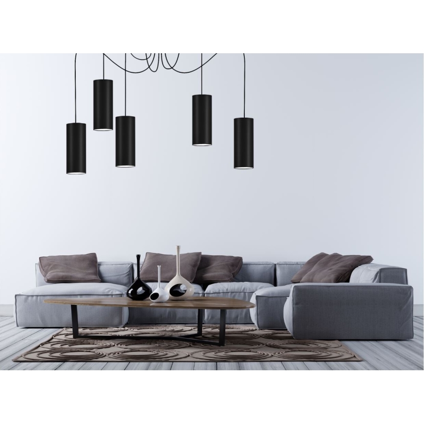 Lustra ar auklu ZIK 5xE27/40W/230V zirneklis melna