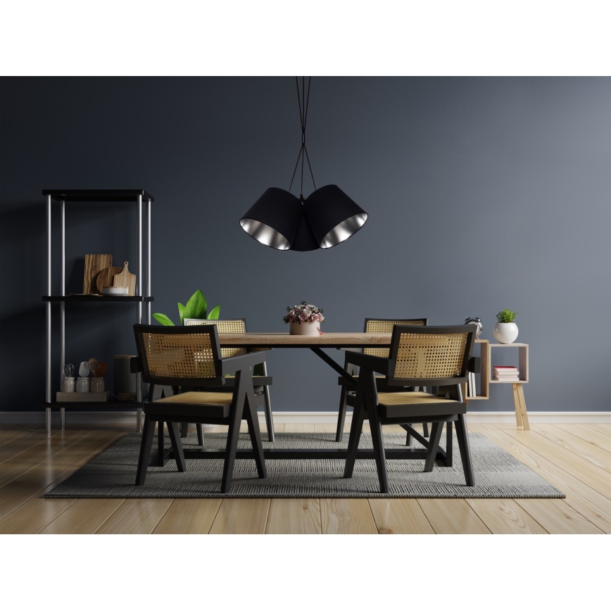 Lustra ar auklu ZOMA 3xE27/60W/260V melna/spīdīga hroma