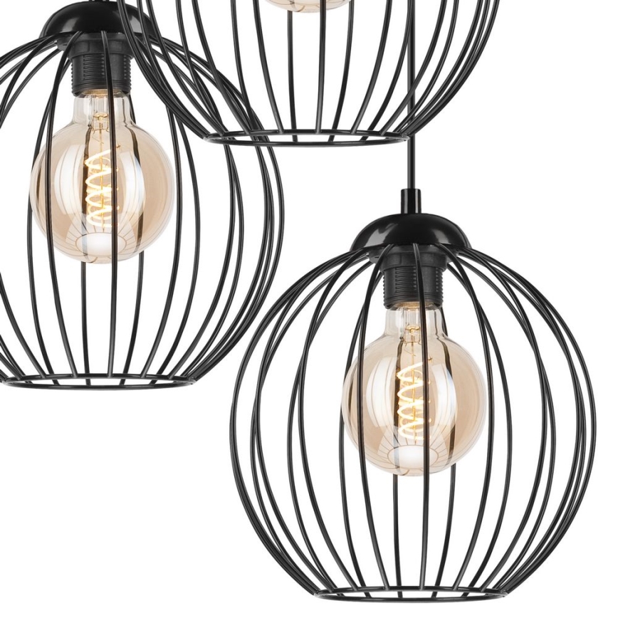 Lustra ar auklu ZOYA 3xE27/60W/230V melna