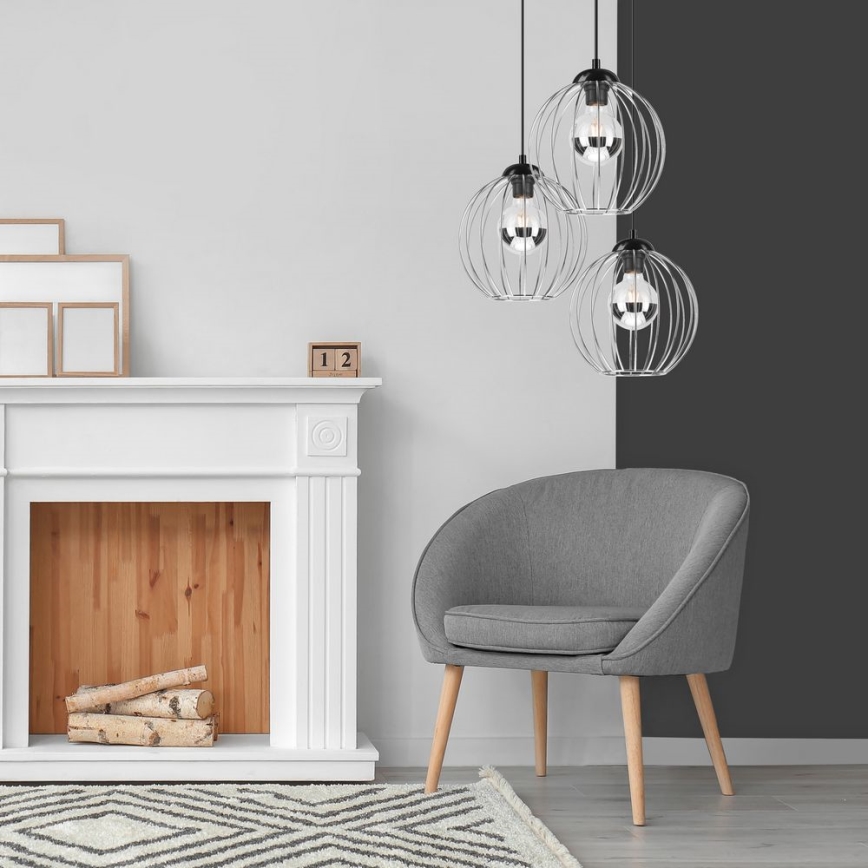 Lustra ar auklu ZOYA 3xE27/60W/230V spīdīgs hroms