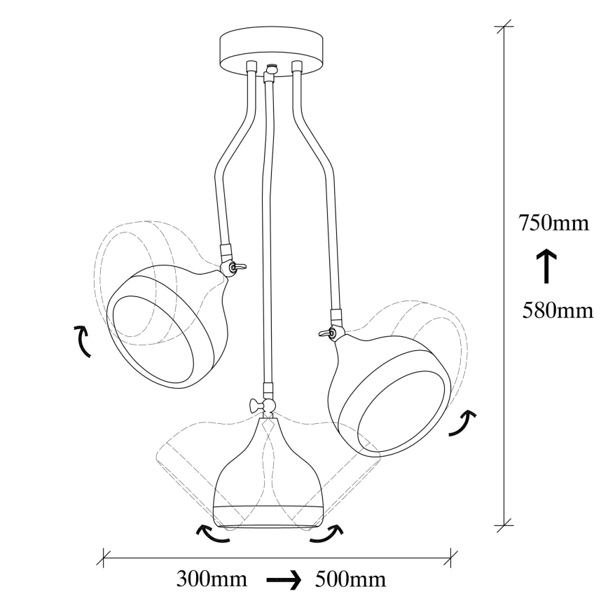 Lustra ar kātu YILDO 3xE27/40W/230V melna/vara krāsā