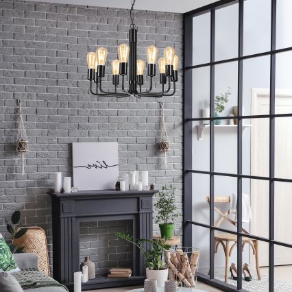 Lustra ar ķēdi 10xE27/60W/230V melna