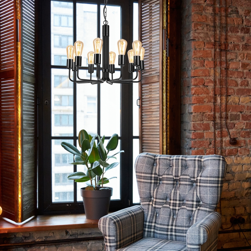 Lustra ar ķēdi 10xE27/60W/230V melna