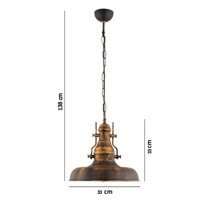 Lustra ar ķēdi 1xE27/40W/230V bronza