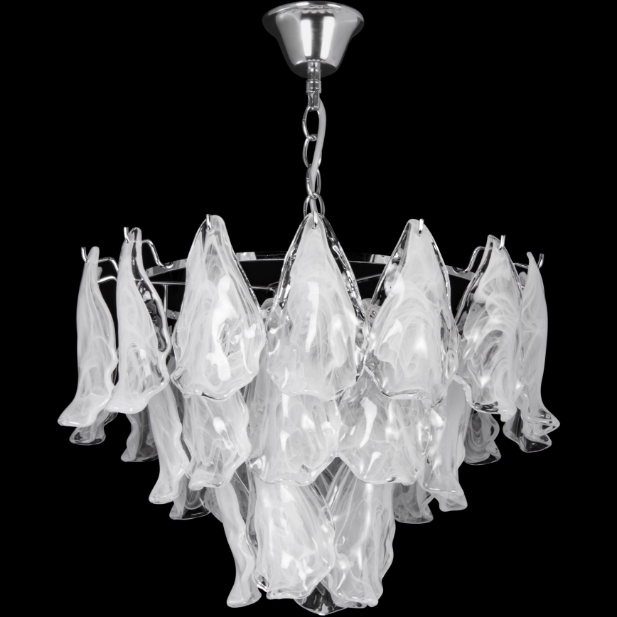 Lustra ar ķēdi 4xE27/60W/230V d. 40 cm spīdīgi hromēts/balta