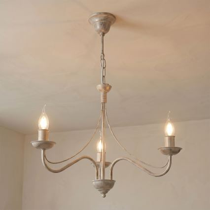 Lustra ar ķēdi ANTON 3xE14/60W/230V, balta patīna