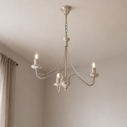 Lustra ar ķēdi ANTON 3xE14/60W/230V, balta patīna