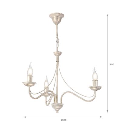 Lustra ar ķēdi ANTON 3xE14/60W/230V, balta patīna
