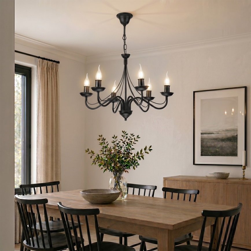 Lustra ar ķēdi ANTON 6xE14/60W/230V melna