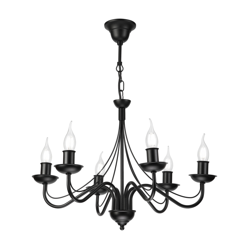 Lustra ar ķēdi ANTON 6xE14/60W/230V melna