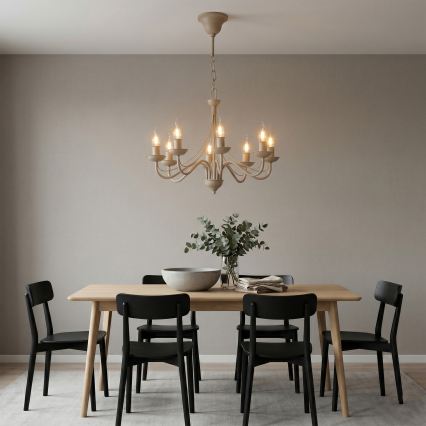 Lustra ar ķēdi ANTON 8xE14/60W/230V bēša
