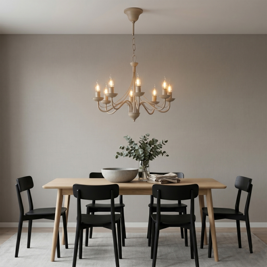 Lustra ar ķēdi ANTON 8xE14/60W/230V bēša