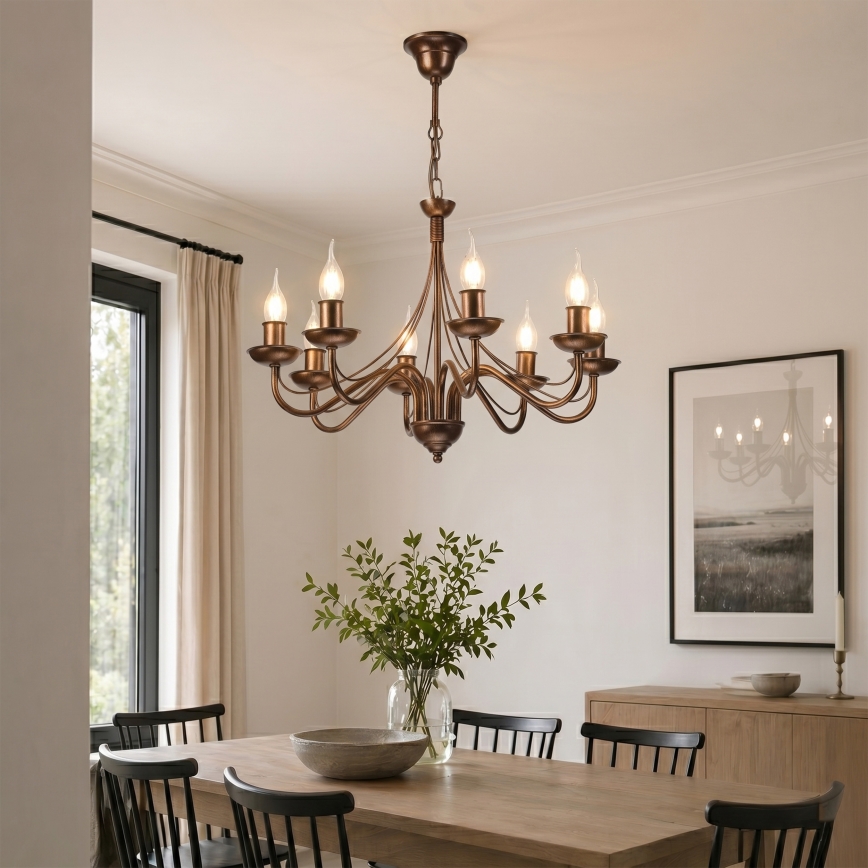 Lustra ar ķēdi ANTON 8xE14/60W/230V bronzas krāsā