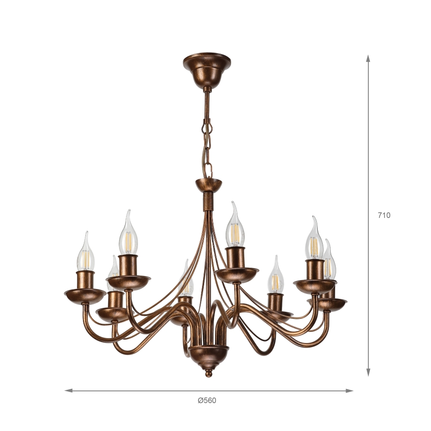 Lustra ar ķēdi ANTON 8xE14/60W/230V bronzas krāsā