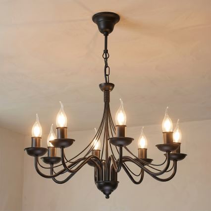 Lustra ar ķēdi ANTON 8xE14/60W/230V melna