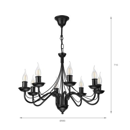 Lustra ar ķēdi ANTON 8xE14/60W/230V melna