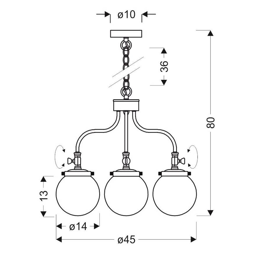 Lustra ar ķēdi BALLET 3xE27/40W/230V matēta hroma