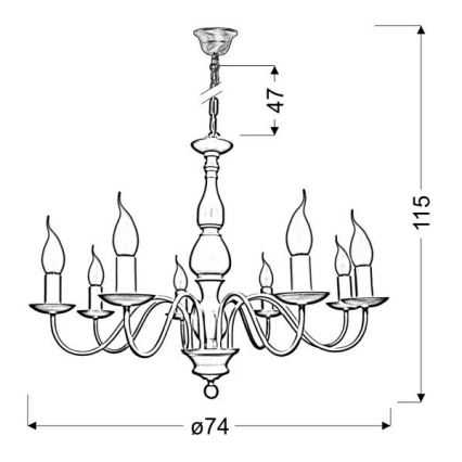 Lustra ar ķēdi BELLAGIO 8xE14/40W/230V