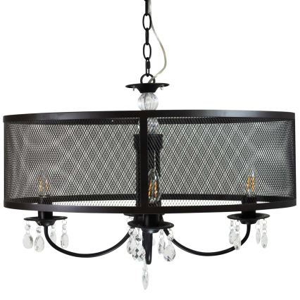 Lustra ar ķēdi BRESSO 4xE14/12W/230V melna