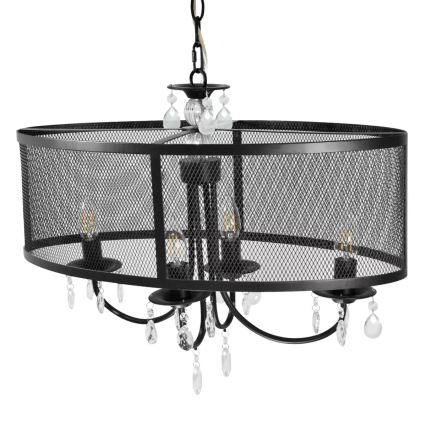 Lustra ar ķēdi BRESSO 4xE14/12W/230V melna