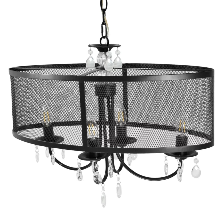 Lustra ar ķēdi BRESSO 4xE14/12W/230V melna