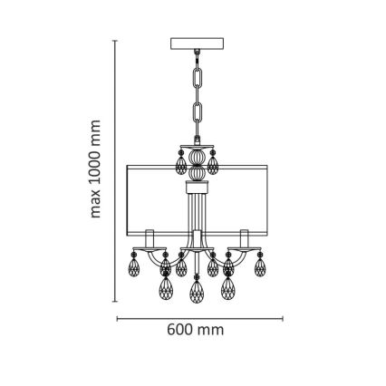 Lustra ar ķēdi BRESSO 4xE14/12W/230V melna