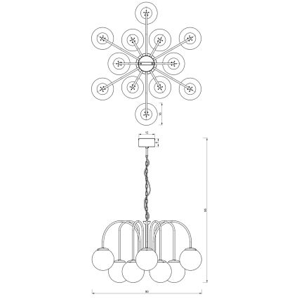 Lustra ar ķēdi CAMBRIDGE 12xE14/60W/230V melna