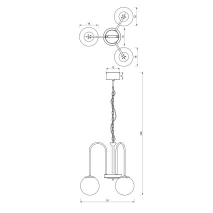 Lustra ar ķēdi CAMBRIDGE 3xE14/60W/230V melna