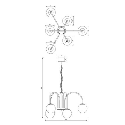 Lustra ar ķēdi CAMBRIDGE 6xE14/60W/230V melna