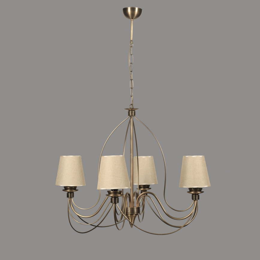 Lustra ar ķēdi CLASSIC 4xE14/40W/230V, bronzas/bēšas krāsā