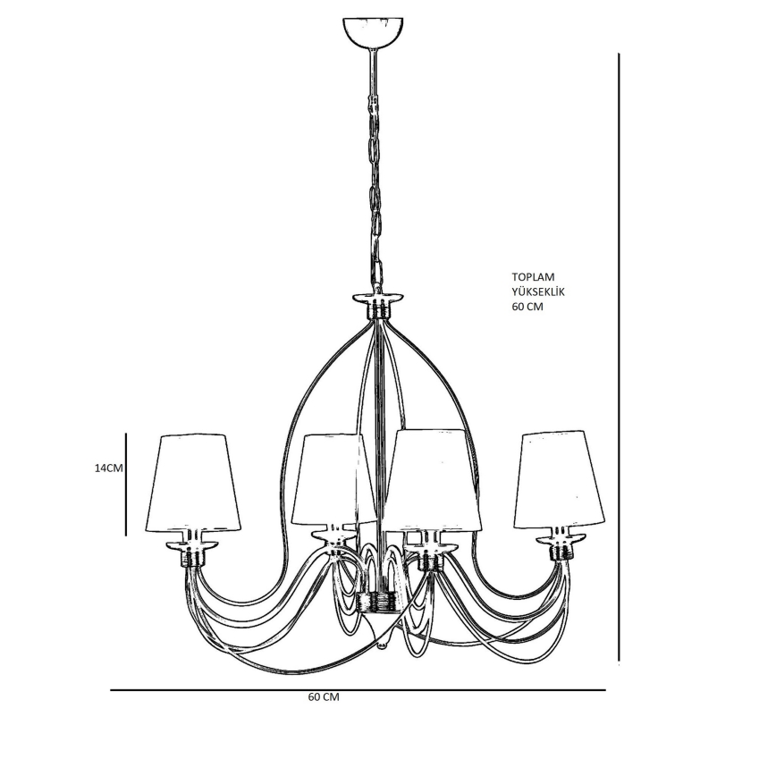 Lustra ar ķēdi CLASSIC 4xE14/40W/230V, bronzas/bēšas krāsā