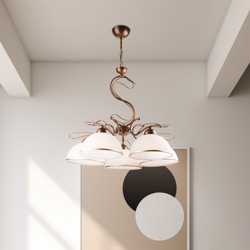 Lustra ar ķēdi COBRA 5xE27/60W/230V bronza/patina