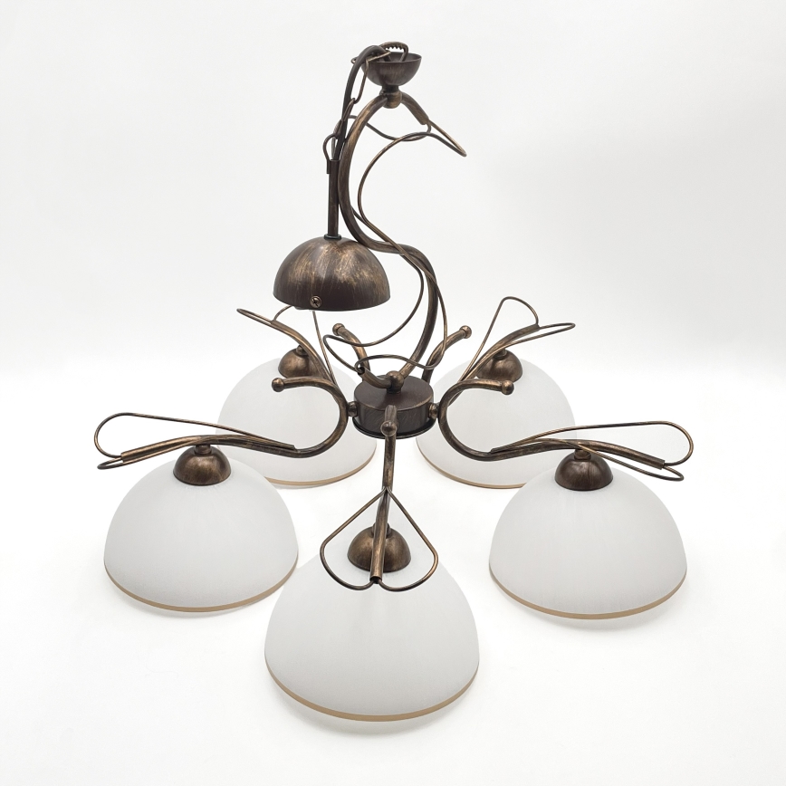 Lustra ar ķēdi COBRA 5xE27/60W/230V bronza/patina