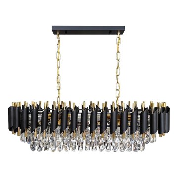 Lustra ar ķēdi CRISTAL 10xE14/10W/230V melna/zelta