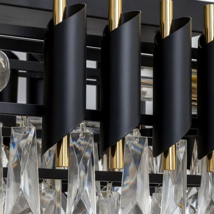 Lustra ar ķēdi CRISTAL 10xE14/10W/230V melna/zelta