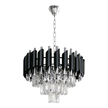 Lustra ar ķēdi CRISTAL 5xE14/10W/230V melna/matēts hroms