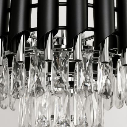Lustra ar ķēdi CRISTAL 5xE14/10W/230V melna/matēts hroms
