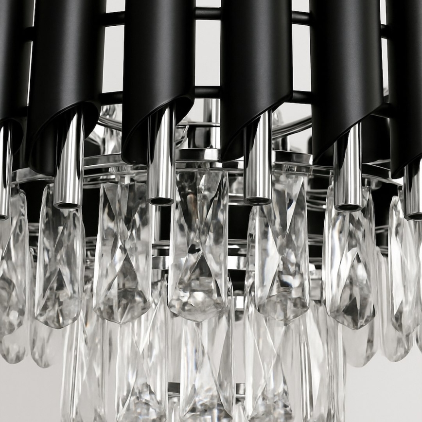 Lustra ar ķēdi CRISTAL 5xE14/10W/230V melna/matēts hroms