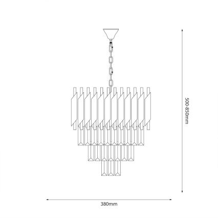 Lustra ar ķēdi CRISTAL 5xE14/10W/230V melna/matēts hroms