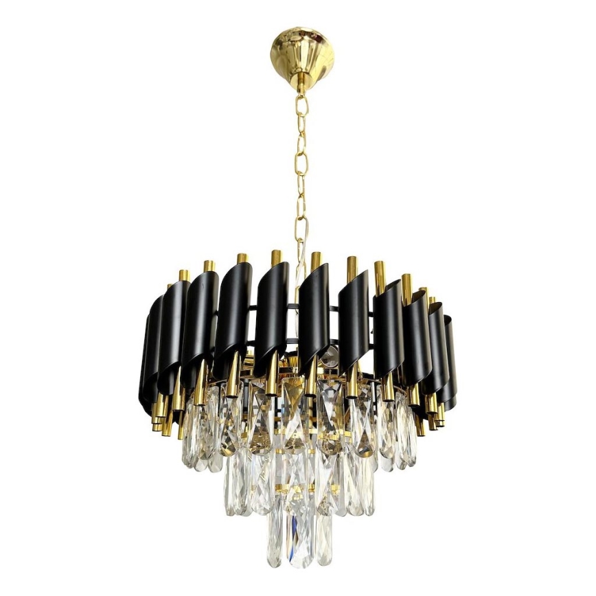 Lustra ar ķēdi CRISTAL 5xE14/40W/230V zelta/melna