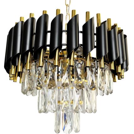 Lustra ar ķēdi CRISTAL 5xE14/40W/230V zelta/melna
