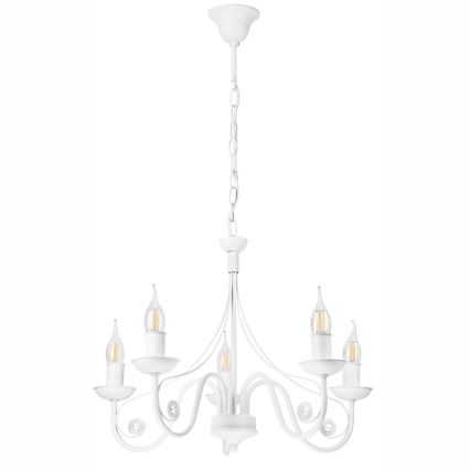 Lustra ar ķēdi DONATO 5xE14/40W/230V balta