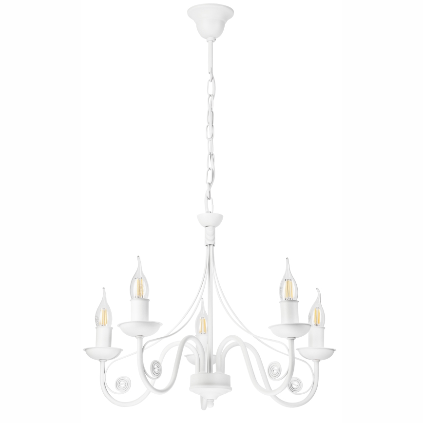 Lustra ar ķēdi DONATO 5xE14/40W/230V balta