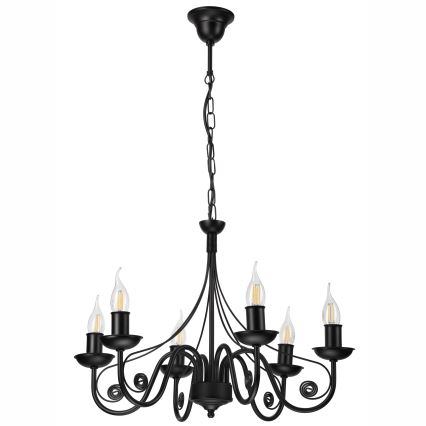 Lustra ar ķēdi DONATO 6xE14/40W/230V melna