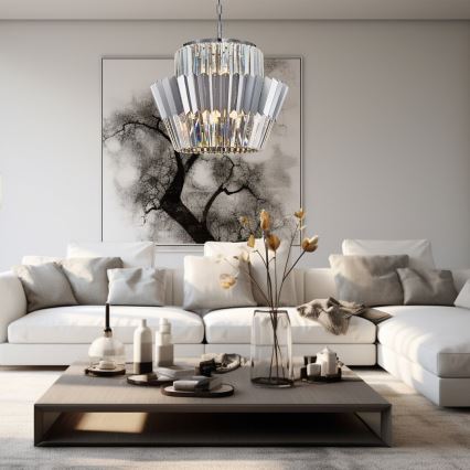 Lustra ar ķēdi DONNA 12xE14/40W/230V d. 55 cm matēts hroms