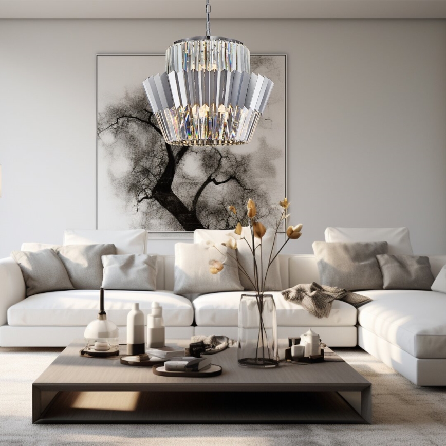 Lustra ar ķēdi DONNA 12xE14/40W/230V d. 55 cm matēts hroms