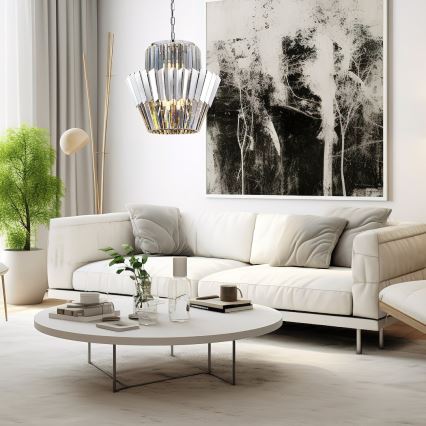 Lustra ar ķēdi DONNA 9xE14/40W/230V d. 45 cm matēts hroms